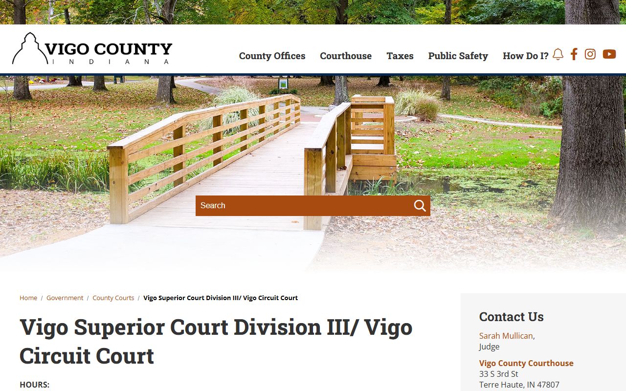 Vigo County court dockets Superior Court Division III and Circuit Court