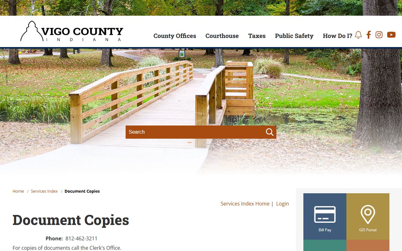 Vigo County court records document copies service