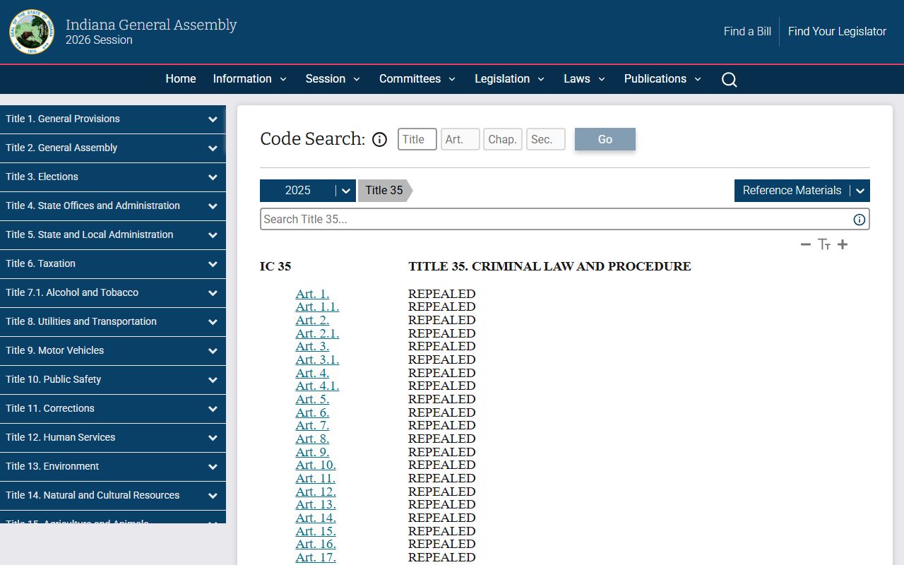 Vigo County criminal court records Indiana Code Title 35