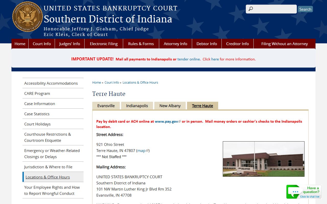 Vigo County court records Terre Haute bankruptcy service note