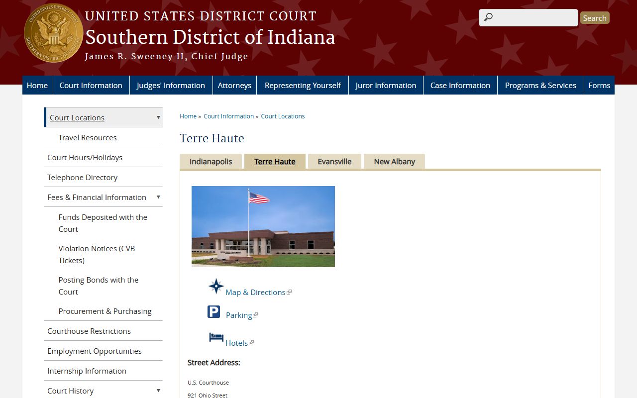 Vigo County court records Terre Haute federal courthouse page