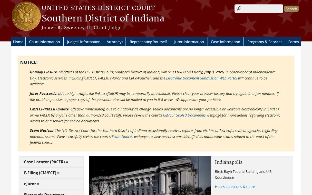 Vigo County court records federal district court distinction