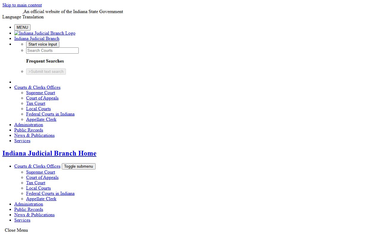 Vigo County court records on the Indiana Judicial Branch local courts page