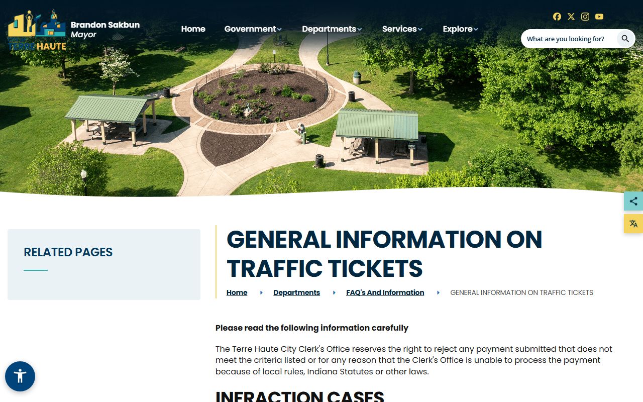 Vigo County traffic court records traffic ticket rules