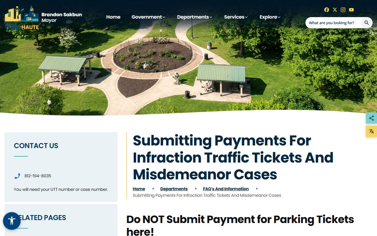 Vigo County traffic court records payment instructions